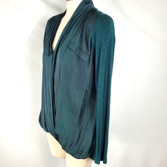 Anthropologie green Dolan west coast drape faux wrap top women's size small - Picture 5 of 8